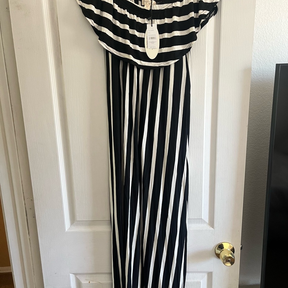 Black and White Striped Maxi Dress